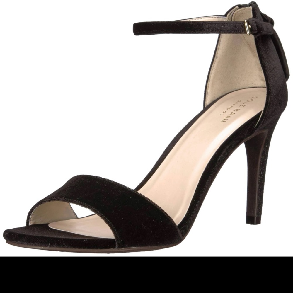 Cole Haan Clara Grand Os 85mm Black Velvet Glitter Heels Sz 9
